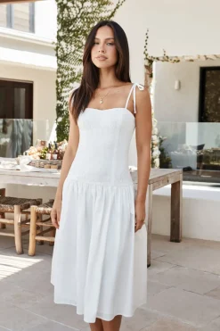 Formal Dresses|Cocktail Dresses>Hello Molly Sailing On A Dream Lace Midi Dress White
