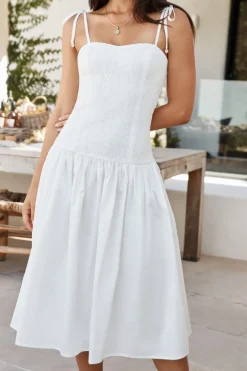 Formal Dresses|Cocktail Dresses>Hello Molly Sailing On A Dream Lace Midi Dress White