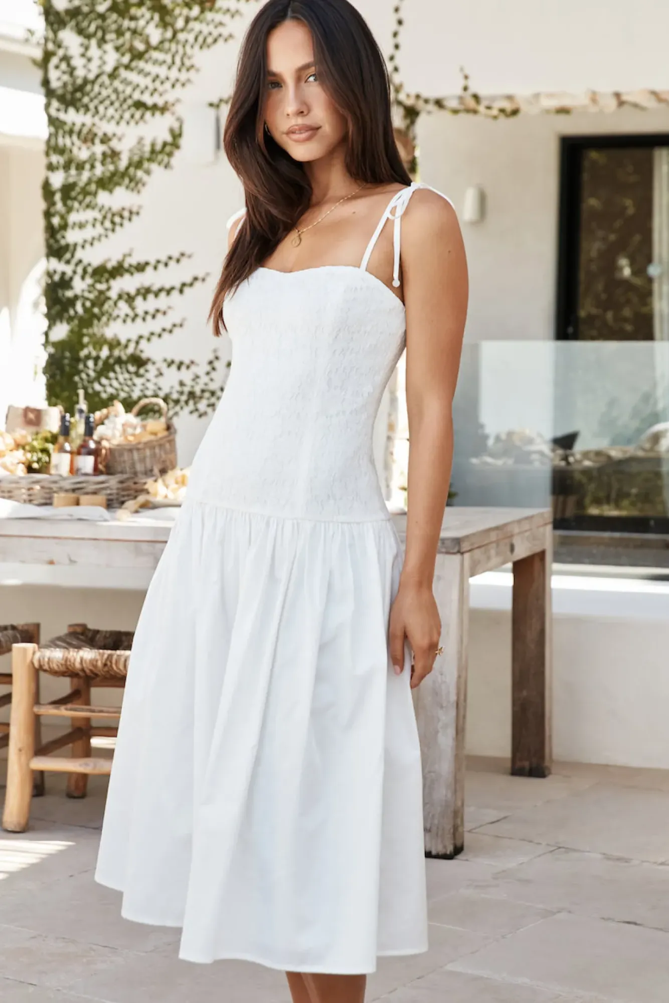 Formal Dresses|Cocktail Dresses>Hello Molly Sailing On A Dream Lace Midi Dress White