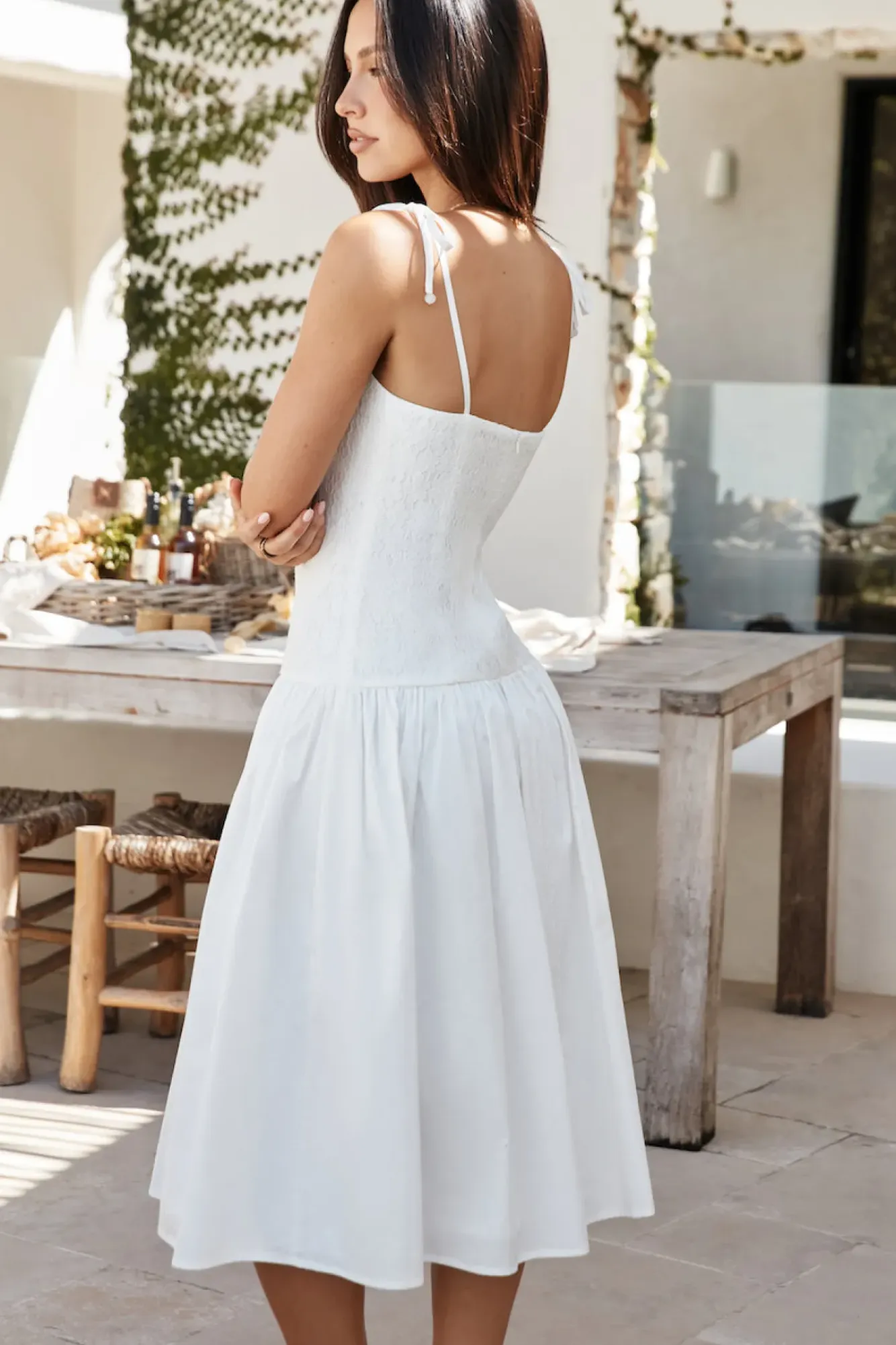 Formal Dresses|Cocktail Dresses>Hello Molly Sailing On A Dream Lace Midi Dress White