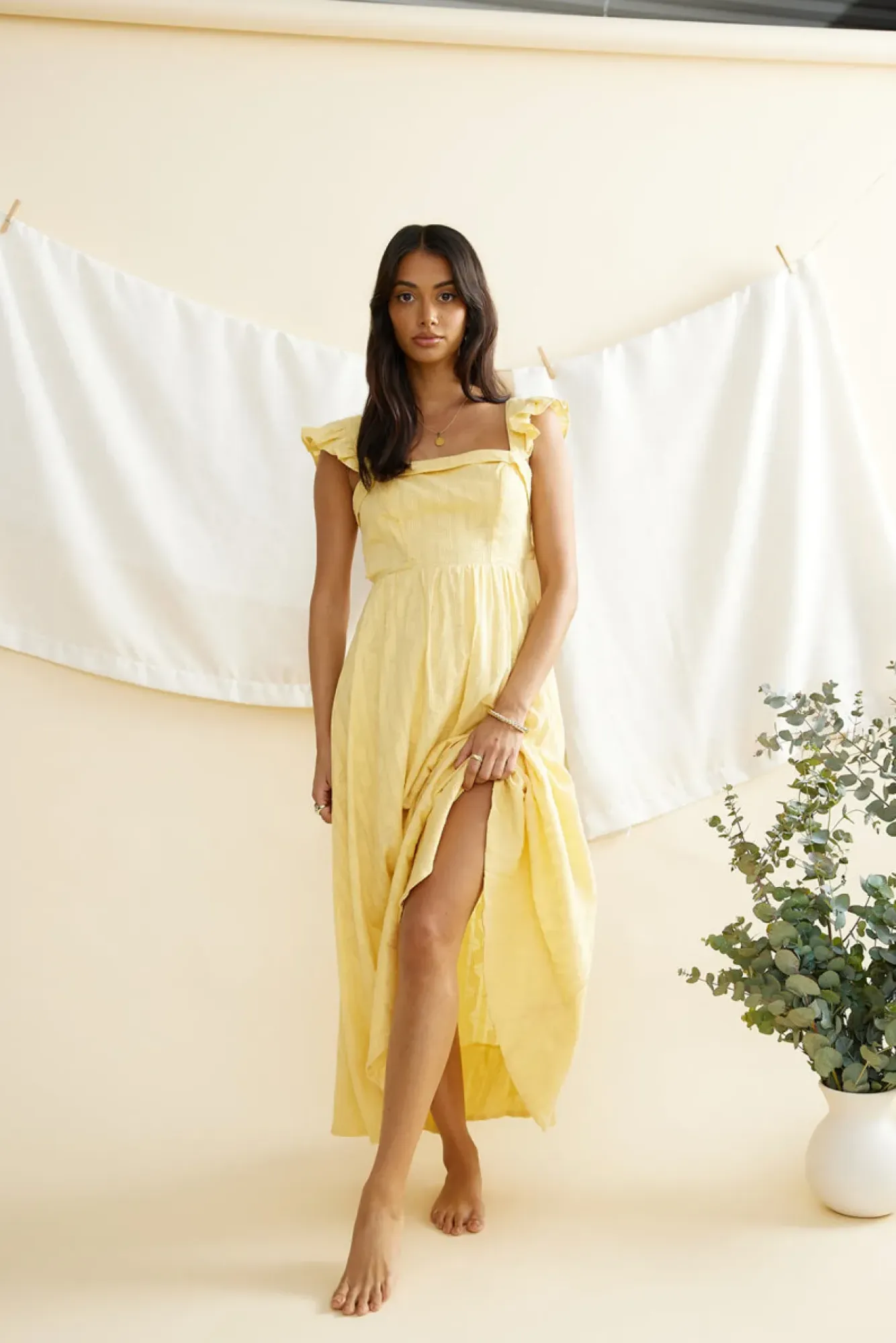 Vacation Dresses|Spring Break Dresses>Hello Molly Salty Air Maxi Dress Yellow