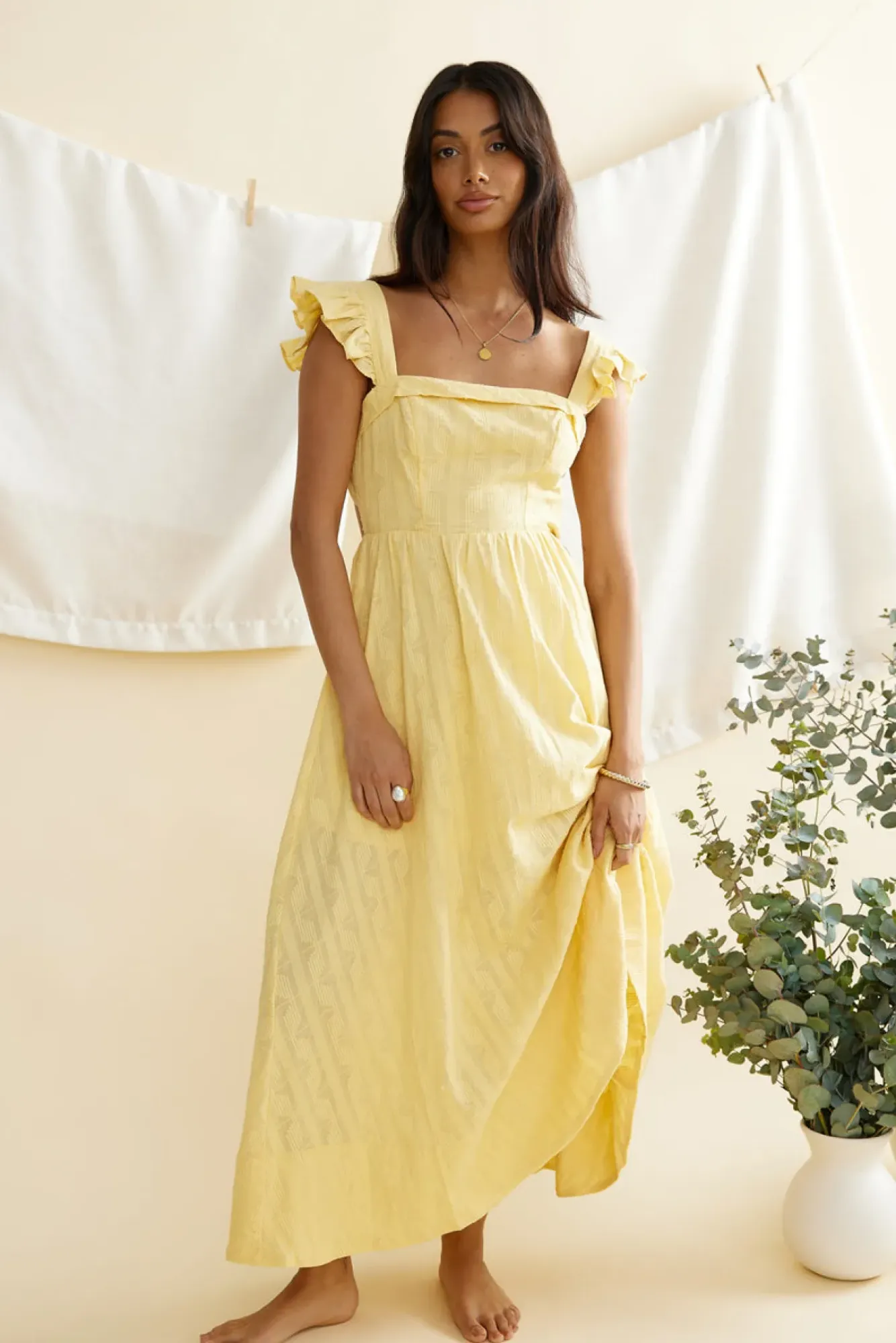 Vacation Dresses|Spring Break Dresses>Hello Molly Salty Air Maxi Dress Yellow