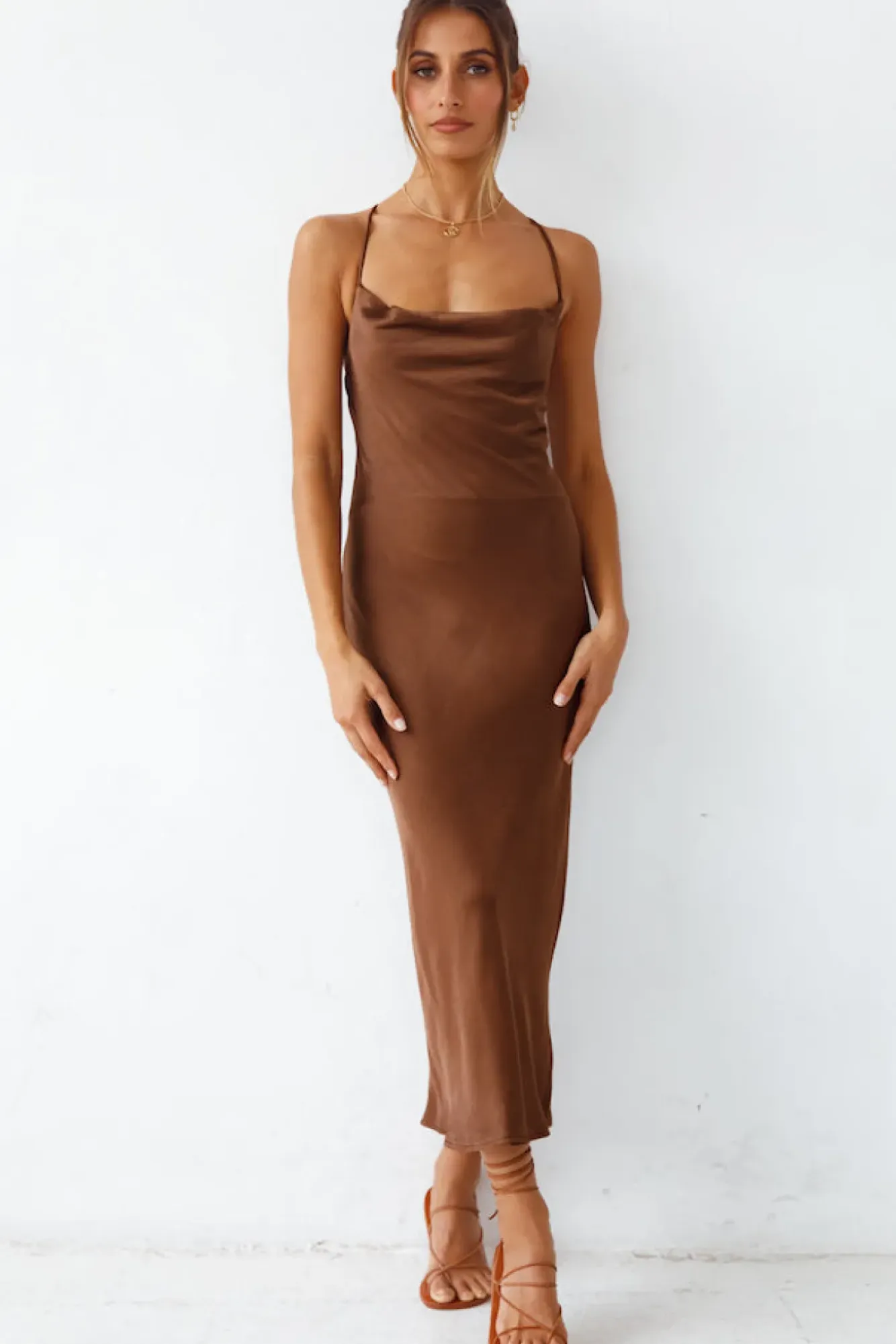 Formal Dresses|Cocktail Dresses>Hello Molly Sanctuary Maxi Dress Brown