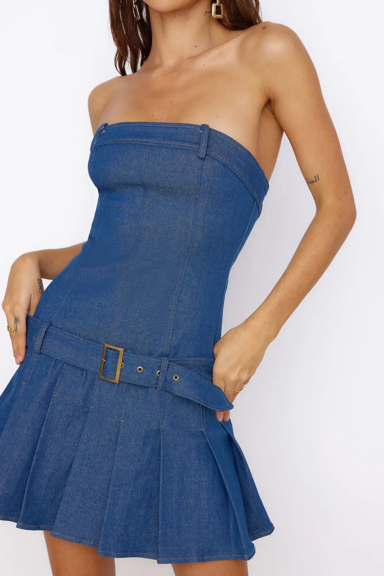Date Night Dresses|Flowy Dresses>Hello Molly Sandcastle Dreams Dress Denim