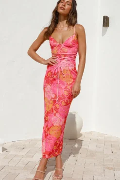 Cocktail Dresses|Maxi Dresses>Hello Molly Sangria Summer Maxi Dress Pink