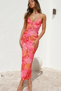Cocktail Dresses|Maxi Dresses>Hello Molly Sangria Summer Maxi Dress Pink