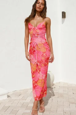 Cocktail Dresses|Maxi Dresses>Hello Molly Sangria Summer Maxi Dress Pink