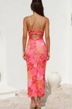 Cocktail Dresses|Maxi Dresses>Hello Molly Sangria Summer Maxi Dress Pink