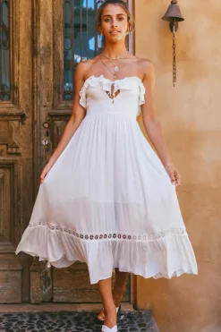 Spring Break Dresses|Bump Friendly>Hello Molly Santa Elena Midi Dress White
