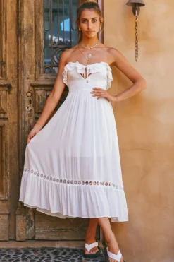 Spring Break Dresses|Bump Friendly>Hello Molly Santa Elena Midi Dress White
