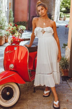 Spring Break Dresses|Bump Friendly>Hello Molly Santa Elena Midi Dress White