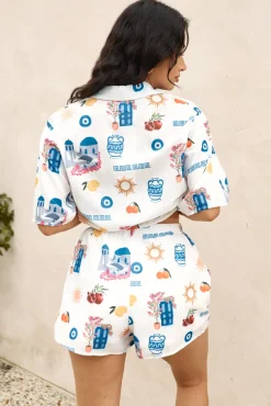 Two-Piece Shorts Set>Hello Molly Santorini Summer Set Blue