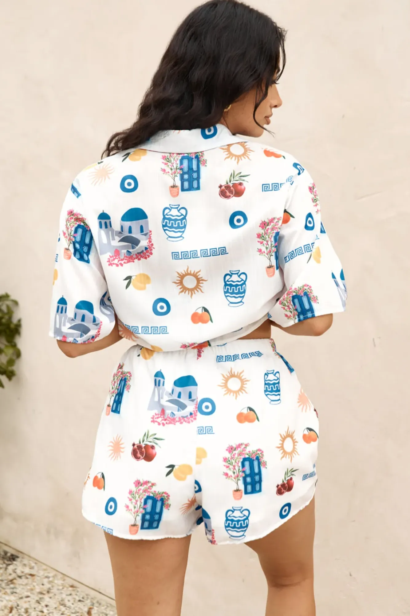 Two-Piece Shorts Set>Hello Molly Santorini Summer Set Blue
