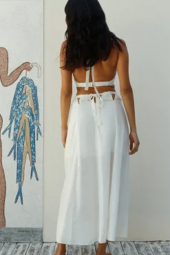 Skirt And Top Sets>Hello Molly Santorini Sunrise Linen Set White