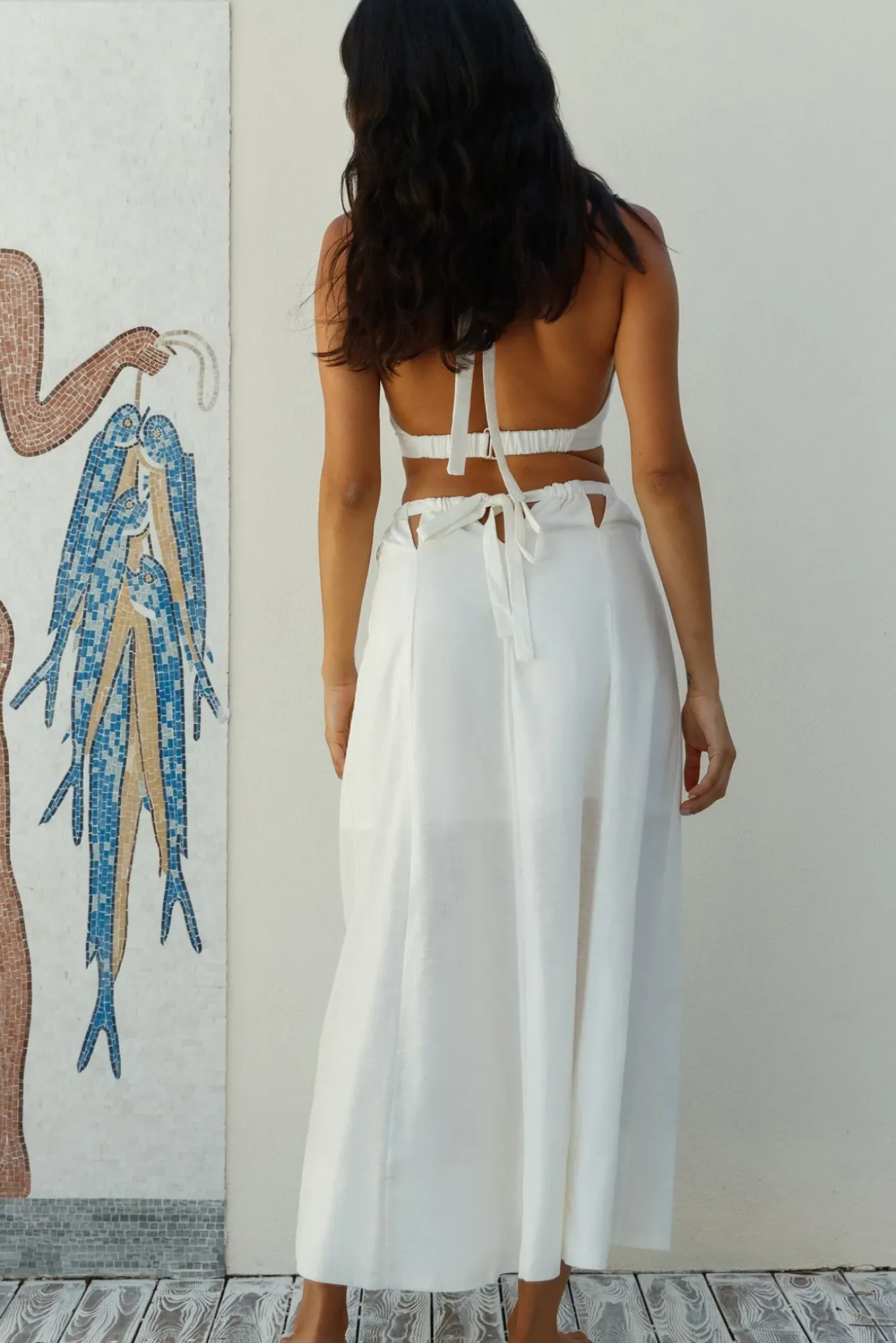 Skirt And Top Sets>Hello Molly Santorini Sunrise Linen Set White