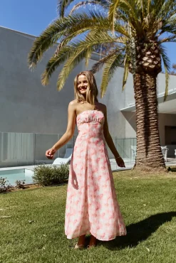 Vacation Dresses|Brunch Dresses>Hello Molly Sasha Strapless Maxi Dress Pink
