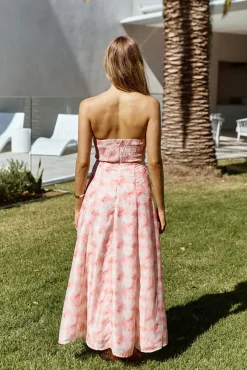 Vacation Dresses|Brunch Dresses>Hello Molly Sasha Strapless Maxi Dress Pink