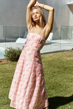 Vacation Dresses|Brunch Dresses>Hello Molly Sasha Strapless Maxi Dress Pink
