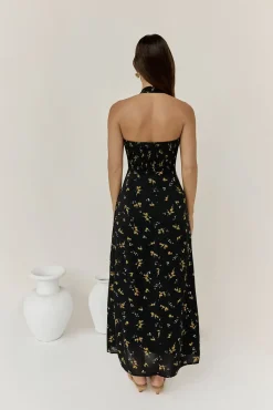 Bridesmaid Dresses|Date Night Dresses>Hello Molly Scarlet Hues Halter Maxi Dress Black