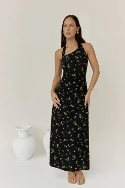 Bridesmaid Dresses|Date Night Dresses>Hello Molly Scarlet Hues Halter Maxi Dress Black