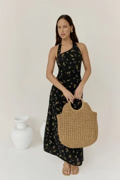 Bridesmaid Dresses|Date Night Dresses>Hello Molly Scarlet Hues Halter Maxi Dress Black