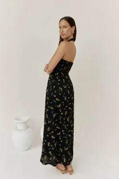 Bridesmaid Dresses|Date Night Dresses>Hello Molly Scarlet Hues Halter Maxi Dress Black