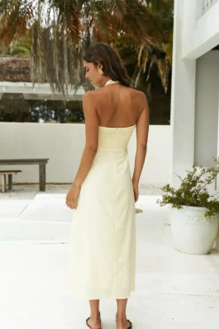 Wedding Guest Dresses|Bridesmaid Dresses>Hello Molly Scarlet Hues Halter Maxi Dress Lemon
