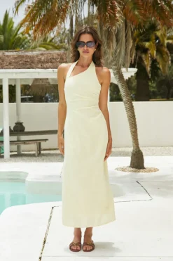 Wedding Guest Dresses|Bridesmaid Dresses>Hello Molly Scarlet Hues Halter Maxi Dress Lemon