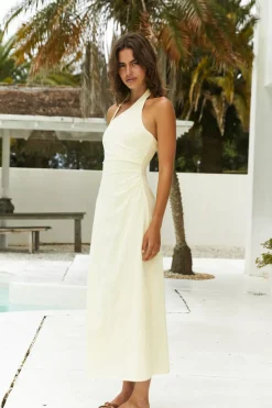 Wedding Guest Dresses|Bridesmaid Dresses>Hello Molly Scarlet Hues Halter Maxi Dress Lemon