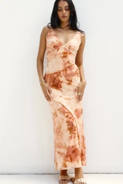 Vacation Dresses|Multipattern Dresses>Hello Molly Seafoam Dreams Maxi Dress Orange
