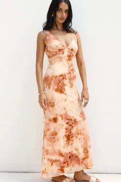 Vacation Dresses|Multipattern Dresses>Hello Molly Seafoam Dreams Maxi Dress Orange