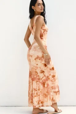 Vacation Dresses|Multipattern Dresses>Hello Molly Seafoam Dreams Maxi Dress Orange