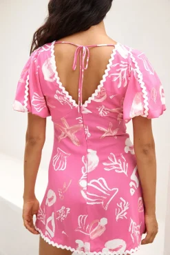 Spring Break Dresses|Mini Dresses>Hello Molly Seashell Searching Mini Dress Pink