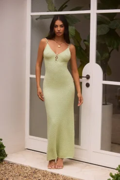 Wedding Guest Dresses|Formal Dresses>Hello Molly Sea Shimmer Maxi Dress Lime