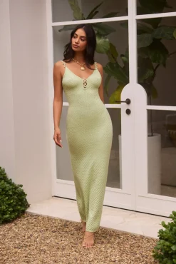 Wedding Guest Dresses|Formal Dresses>Hello Molly Sea Shimmer Maxi Dress Lime