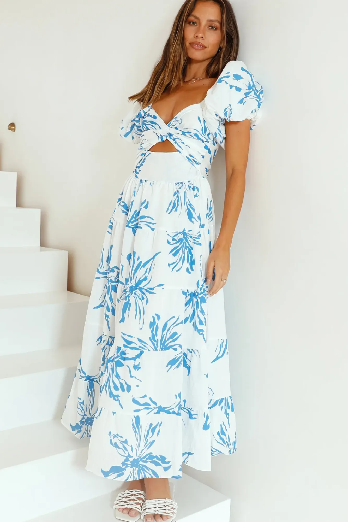 Cocktail Dresses|Spring Break Dresses>Hello Molly Seaside Breeze Maxi Dress Blue