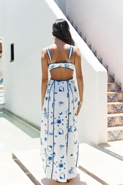 Vacation Dresses|Brunch Dresses>Hello Molly Seaside Charm Cutout Maxi Dress Blue