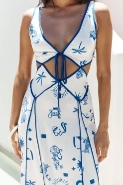 Vacation Dresses|Brunch Dresses>Hello Molly Seaside Charm Cutout Maxi Dress Blue