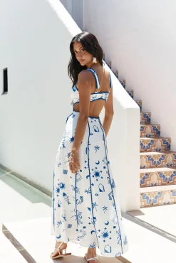 Vacation Dresses|Brunch Dresses>Hello Molly Seaside Charm Cutout Maxi Dress Blue