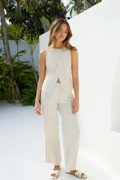 Cropped|Two-Piece Pants Set>Hello Molly Seaside Serenity Top Brown
