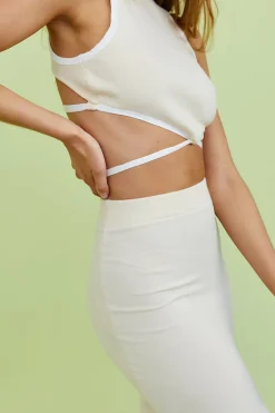 Tank Tops And Singlets|Cropped>Hello Molly Second Time Crop Top Beige