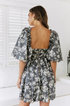 Wedding Guest Dresses|Vacation Dresses>SOFIE THE LABEL Secret Garden Mini Dress Gray