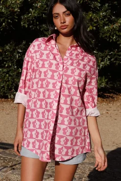 Shirts|Long Sleeve>Hello Molly Secrets Of Summer Shirt Pink