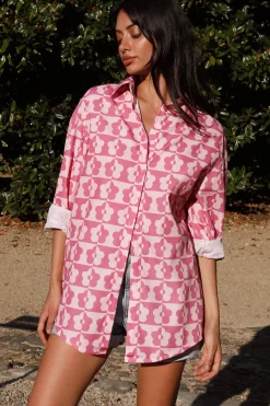 Shirts|Long Sleeve>Hello Molly Secrets Of Summer Shirt Pink