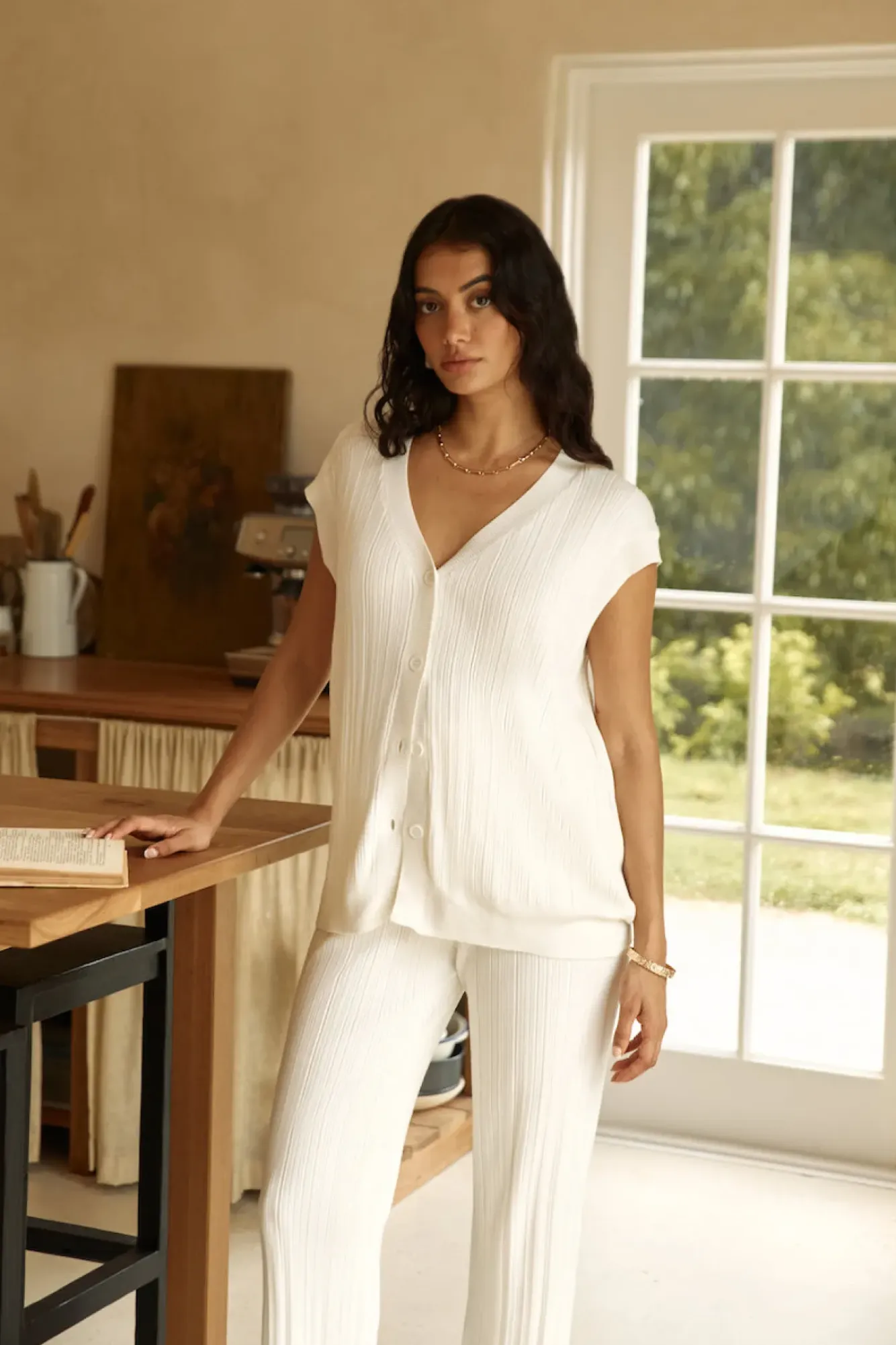 Pants>Hello Molly Seeking Memories Knit Pant White