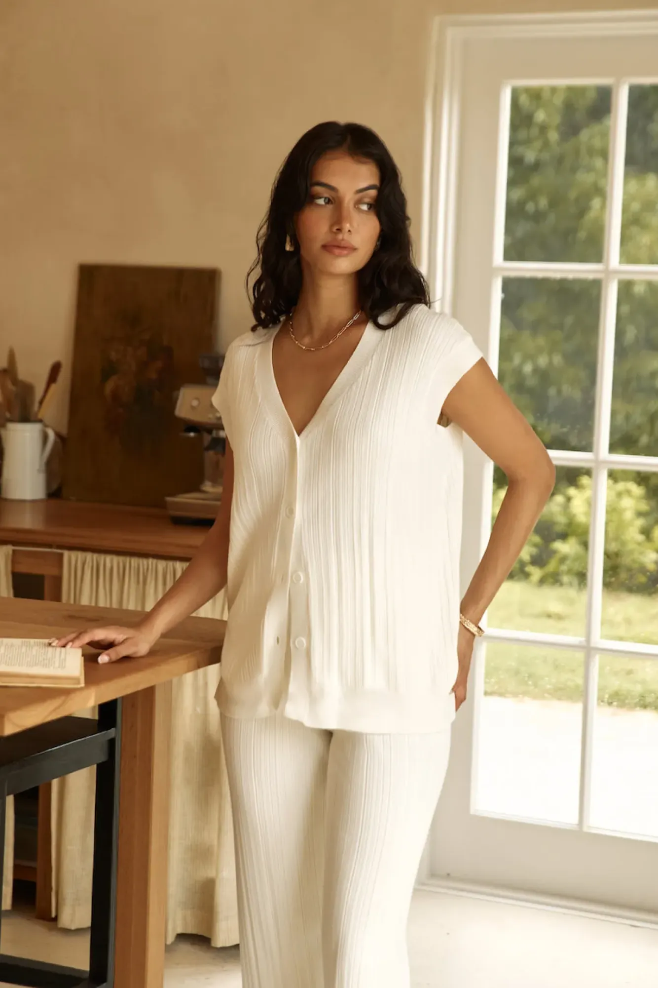 Pants>Hello Molly Seeking Memories Knit Pant White