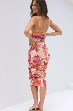 Cocktail Dresses|Spring Break Dresses>Hello Molly See Your Smile Midi Dress Orange