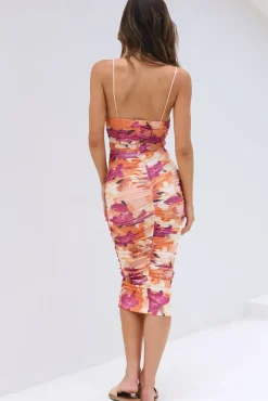 Cocktail Dresses|Spring Break Dresses>Hello Molly See Your Smile Midi Dress Orange