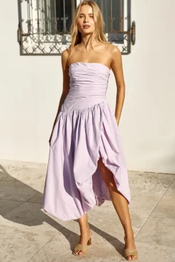 Wedding Guest Dresses|Cocktail Dresses>Hello Molly See You Tonight Bubble Hem Midi Dress Lilac