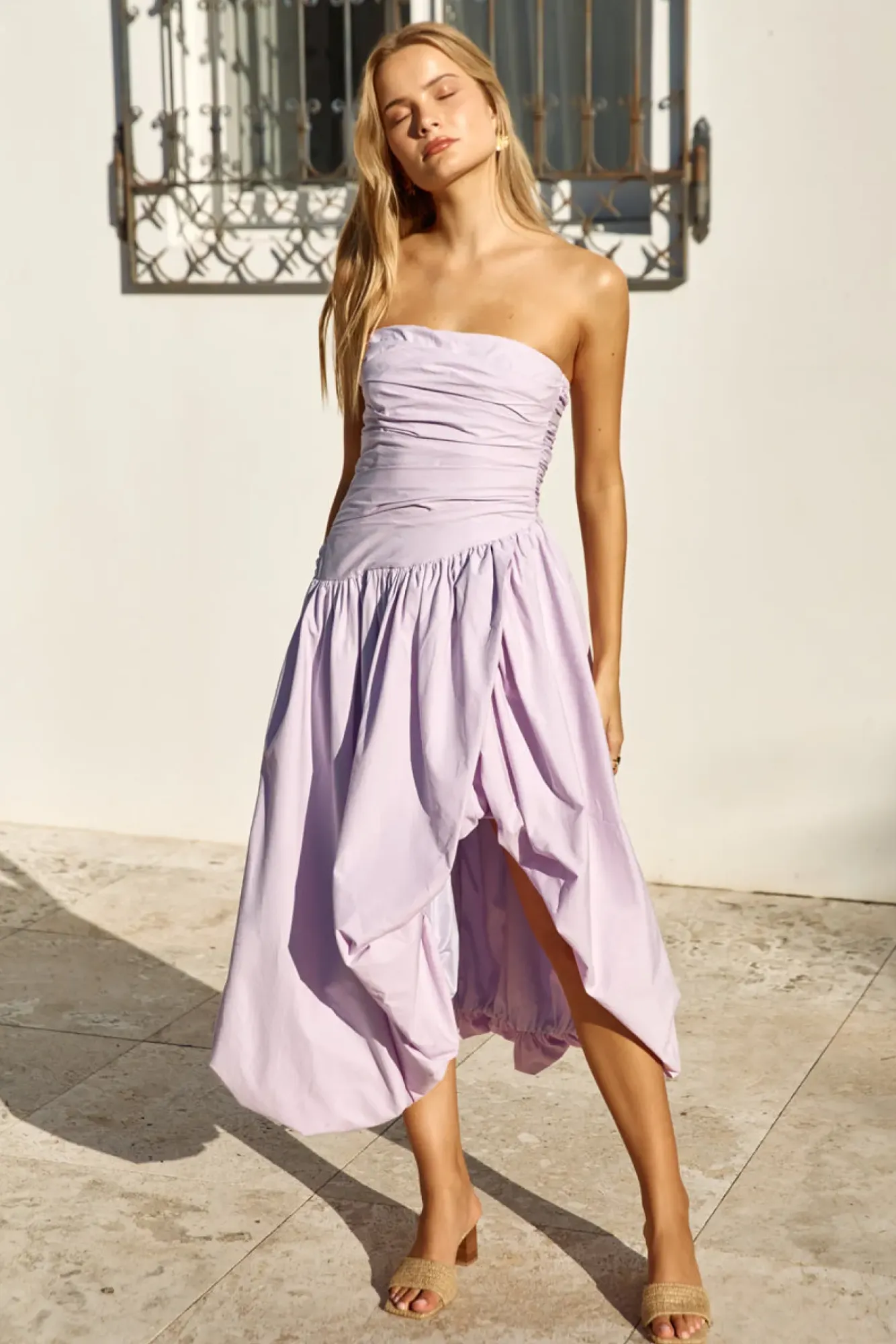 Wedding Guest Dresses|Cocktail Dresses>Hello Molly See You Tonight Bubble Hem Midi Dress Lilac